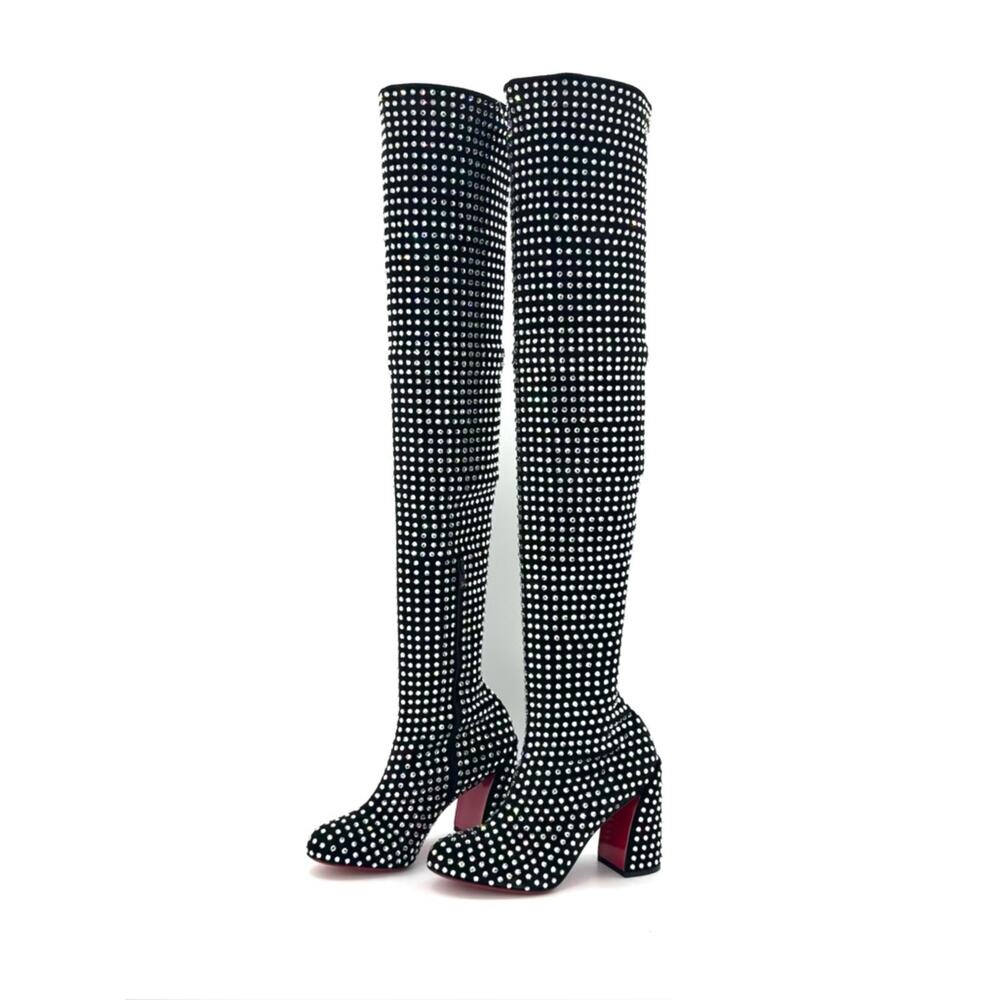 Christian Louboutin Miss Z Botta 80 Strass Thigh High Platform Boots 37.5
